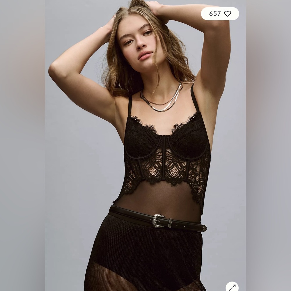 Anthropology black bodysuit SZ S